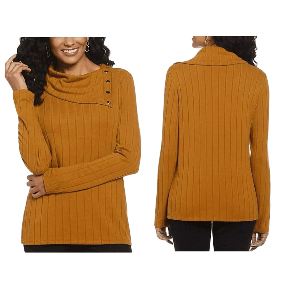 🎠Rafaella Cowl Neck Top Golden brown size XL GUC